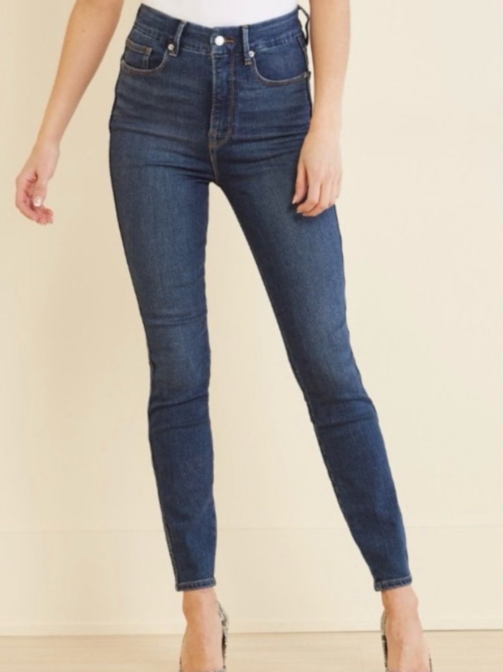 Good American Good Curve Dark Wash Skinny Jeans, Size 8/29